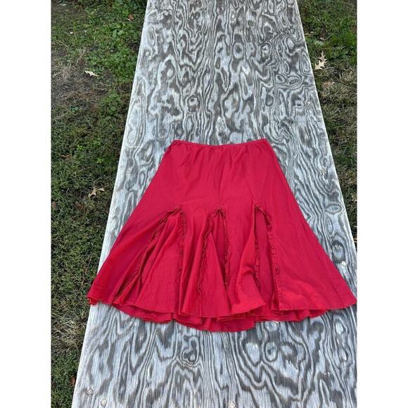 Allison Taylor Womens Skirt Sz Medium Dark‎ Red Flair Fairy Ruffled Fall Spring - Picture 2 of 6